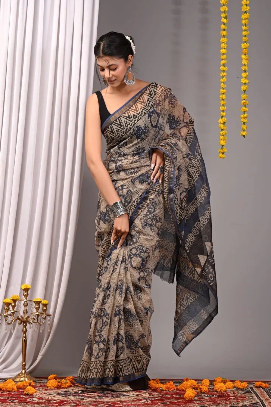 Lightweight Bagru Print Kota Sarees